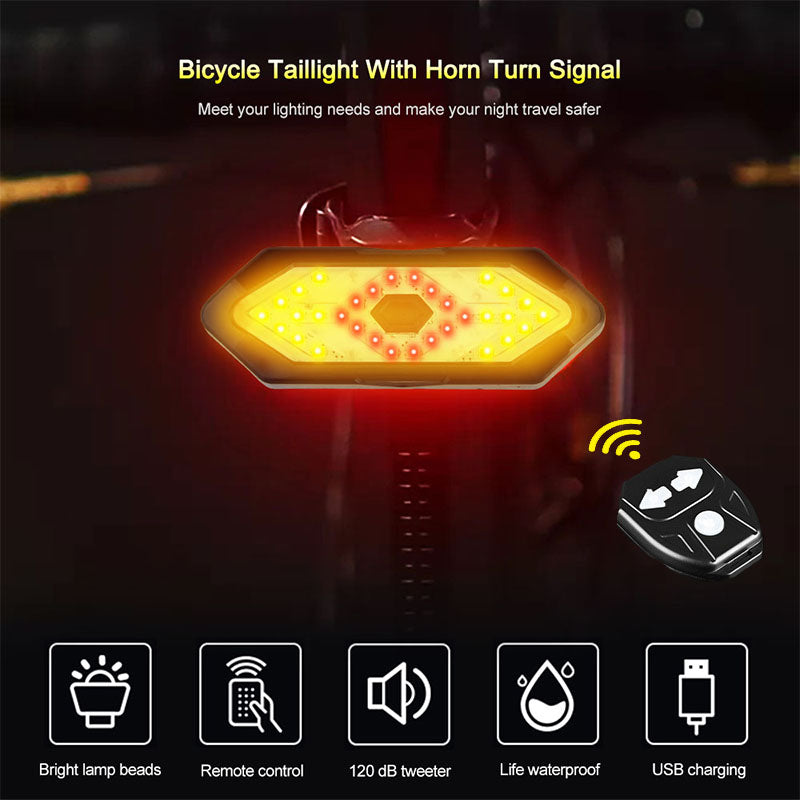 Waterproof Night Riding LED Mountain Bike Remote Control Steering Tail Light