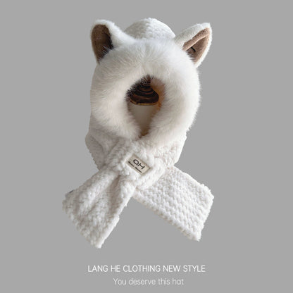 🎄Christmas Sale Now💖Cute Fox Ears 2-in-1 Hat and Scarf