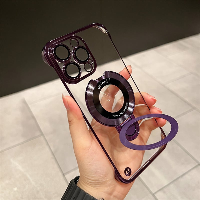 Frameless Magnetic iPhone Case with Invisible Ring Stand