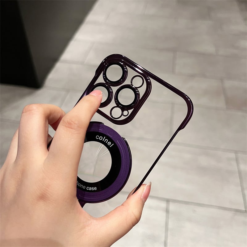 Frameless Magnetic iPhone Case with Invisible Ring Stand