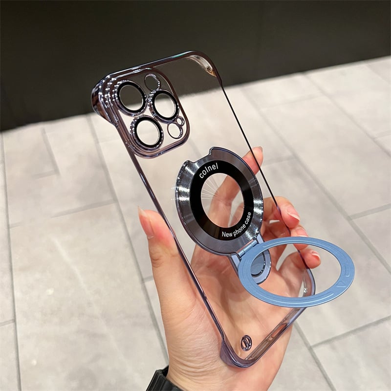 Frameless Magnetic iPhone Case with Invisible Ring Stand