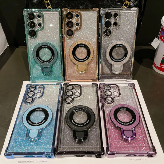 Magnetic Gradient Glitter Mobile Phone Cases for Samsung S22/23/24