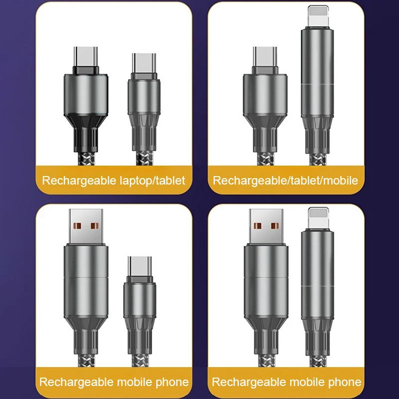 100W Fast Charging 4-in-1 Cable Type-C to Lightning