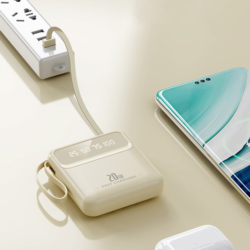 20000mAh Portable Charger With 4 Built-in Cables