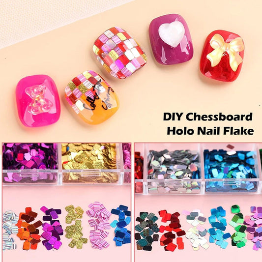 12-Color Square Glitter Nail Art Sequin Set