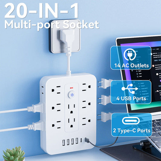20-in-1 Power Strip with Overload Protection