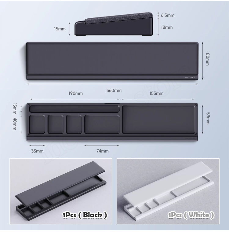 Keyboard Wrist Rest Pad Support With Desktop Partition Storage Case