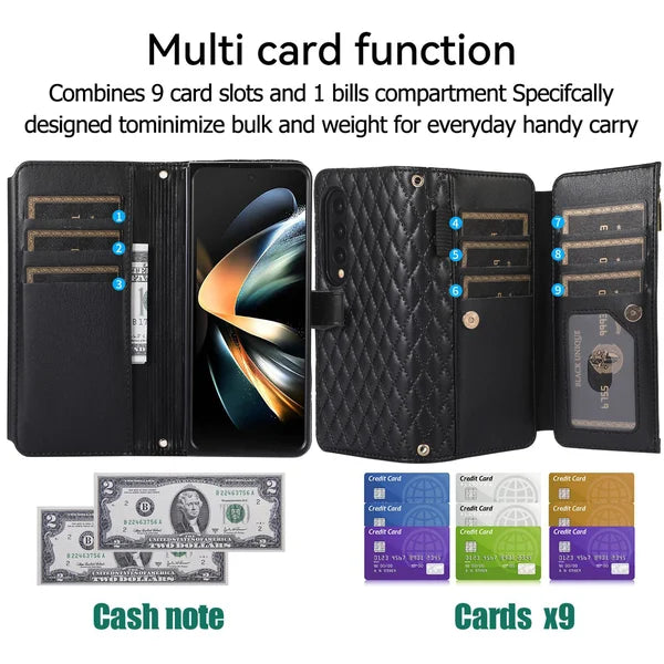 Lanyard Crossbody Rhombic Flip Wallet Case For Samsung Galaxy