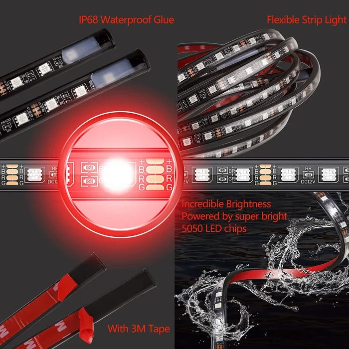 2023 Car Chassis Flexible RGB Waterproof LED Strip Lights (4PCS)