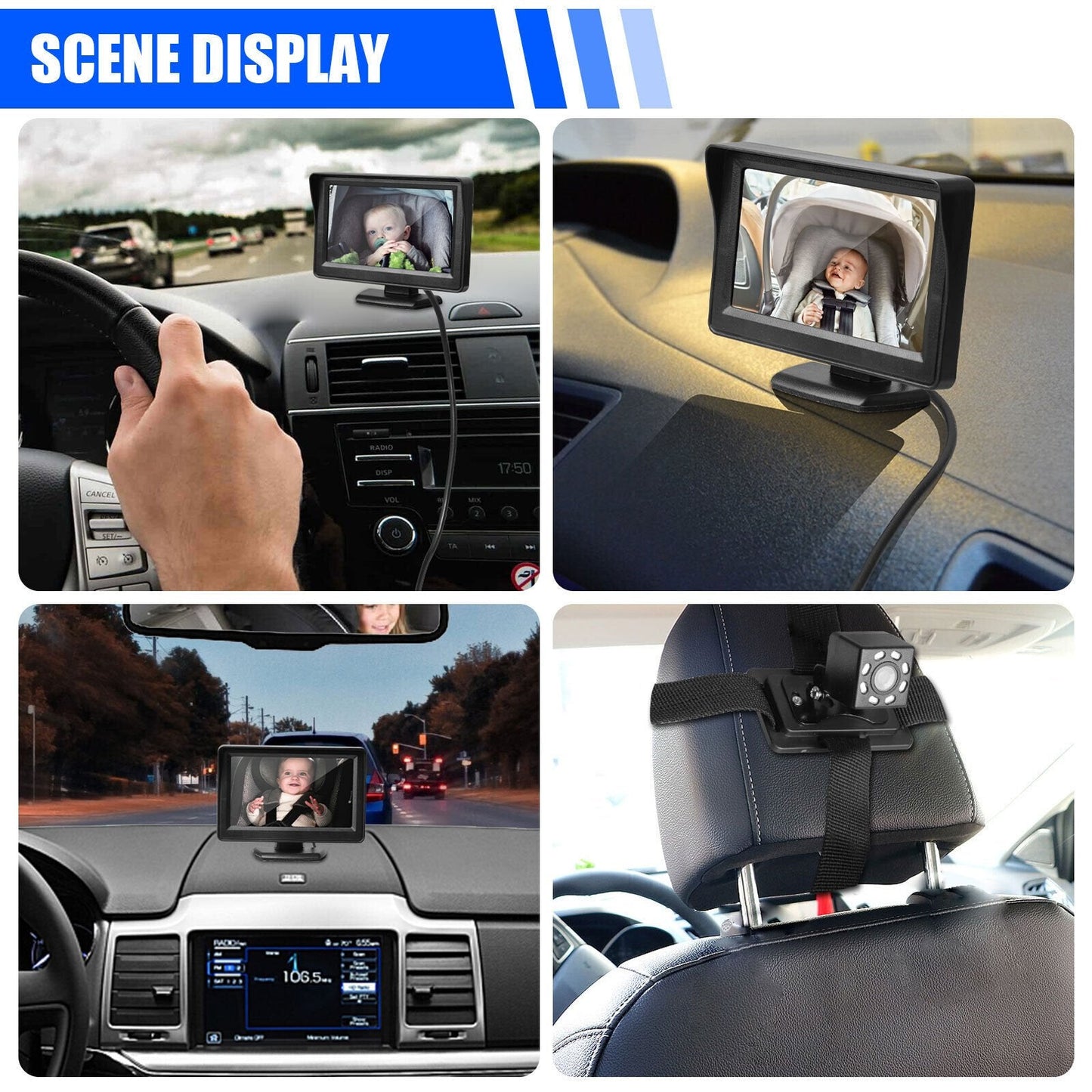 🎁Hot sale🔥 Baby Car Seat Rear View Camera Monitor Safe 4.3"