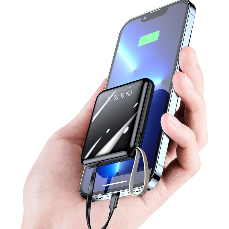 Fast Charging 20000mAh Mini Power Bank with Built-in Cables